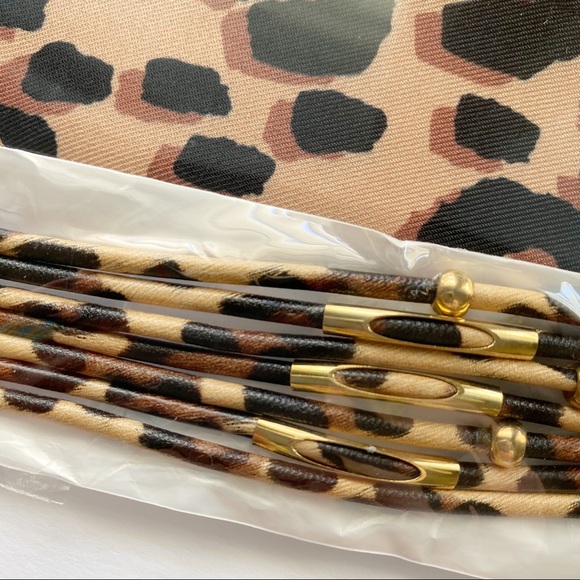 4pc Leopard Print Bracelet + Twilly Scarf Set - Picture 9 of 14